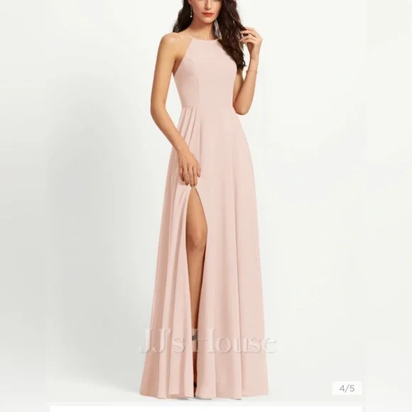 JJ's House A-line Scoop Floor-Length Chiffon Bridesmaid Dress 2025 - Size: 12, Blushing Pink JJ's House A-line Scoop Floor-Length Chiffon Bridesmaid Dress 2025 - Size: 12, Blushing Pink
